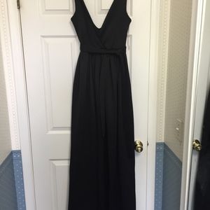 Black Silk Gown with Pockets